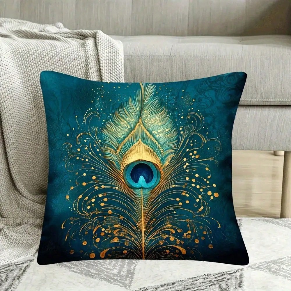 18x18인치 녹색 터키석 공작새 깃털 장식 쿠션 커버 - Pillow Insert 18X18 리뷰 및 가격