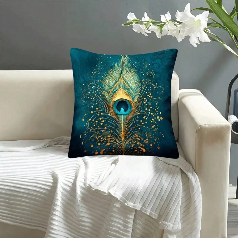 18x18인치 녹색 터키석 공작새 깃털 장식 쿠션 커버 - Pillow Insert 18X18 리뷰 및 가격