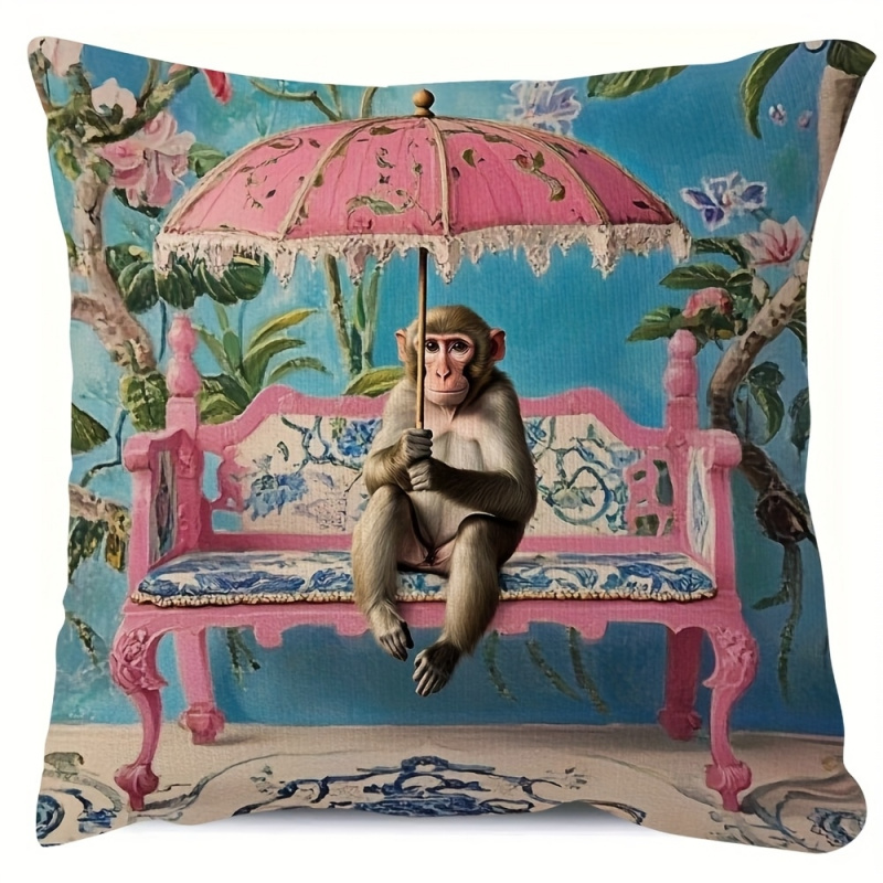 1개, 레트로 핑크 중국풍 원숭이 베개 커버, 18x1 - Pillow Insert 18X18 리뷰 및 가격