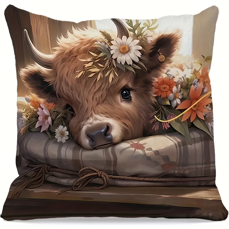 2D 플랫 - 하이랜드 소 베개 커버 1개, 2D 플랫 - Pillow Insert 18X18 리뷰 및 가격