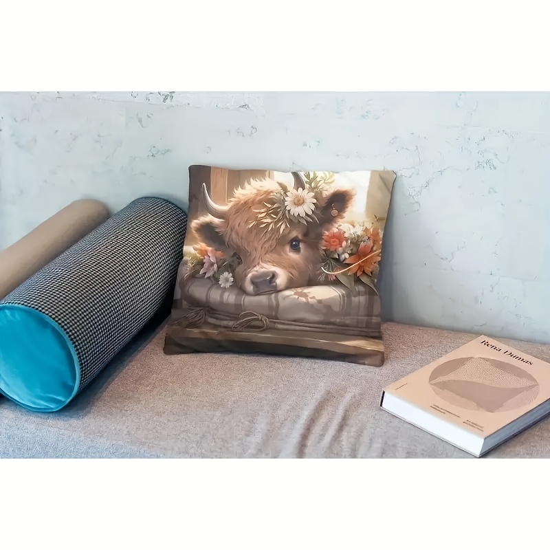 2D 플랫 - 하이랜드 소 베개 커버 1개, 2D 플랫 - Pillow Insert 18X18 리뷰 및 가격