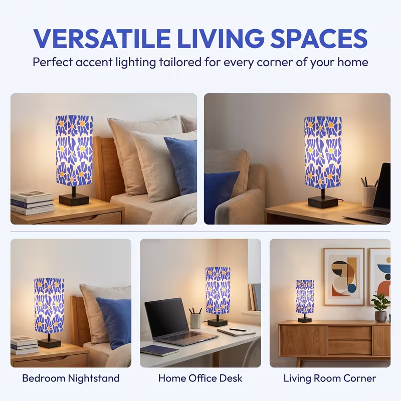 현대적인 스타일의 다채로운 꽃무늬 테이블 램프, 팝 아 - Home Textiles Usa 리뷰 및 가격